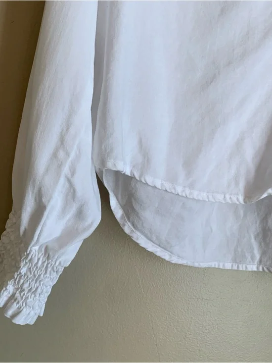 Cloth & Stone White Tencel Lyocell Peasant Blouse Petite Small Prairie Cottage - Picture 2 of 8